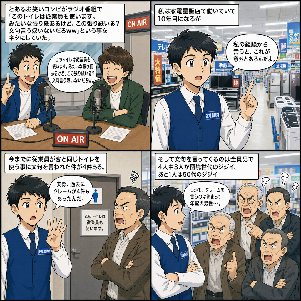 このトイレは従業員も使います。の張り紙